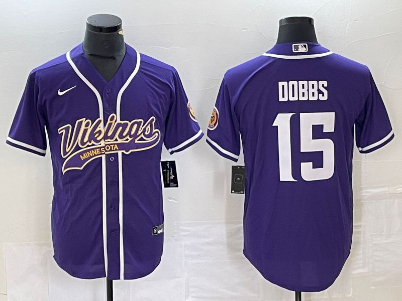 Men Minnesota Vikings #15 Dobbs Purple Nike 2023 Co Branding Game NFL Jersey style 1